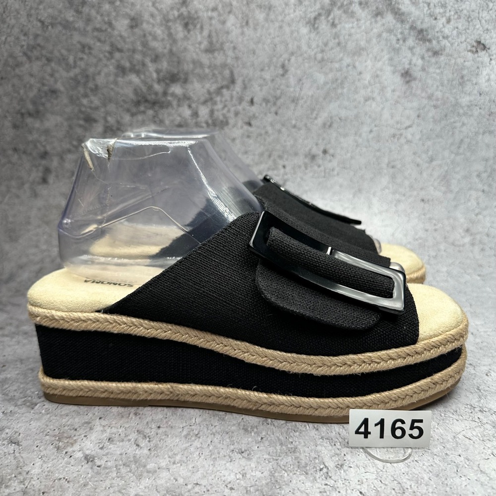 Sonoma Goods for Life Platform Sandals Women 8.5 Black Kaleah Buckle Espadrille